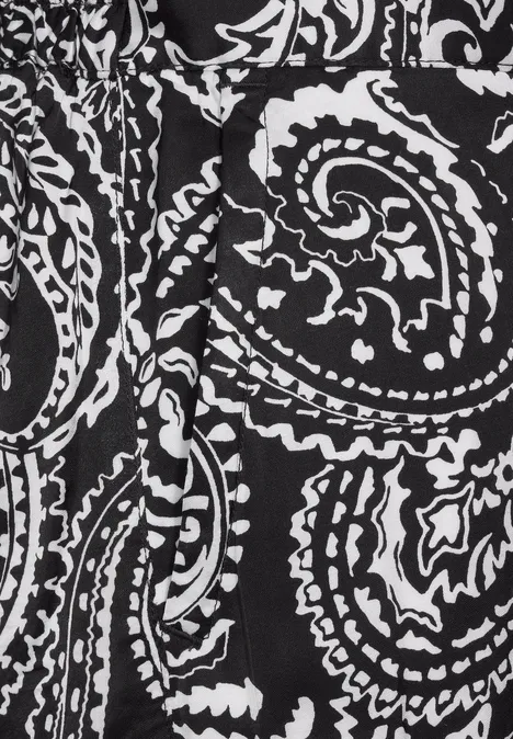 Satin Paisley Shorts Black
