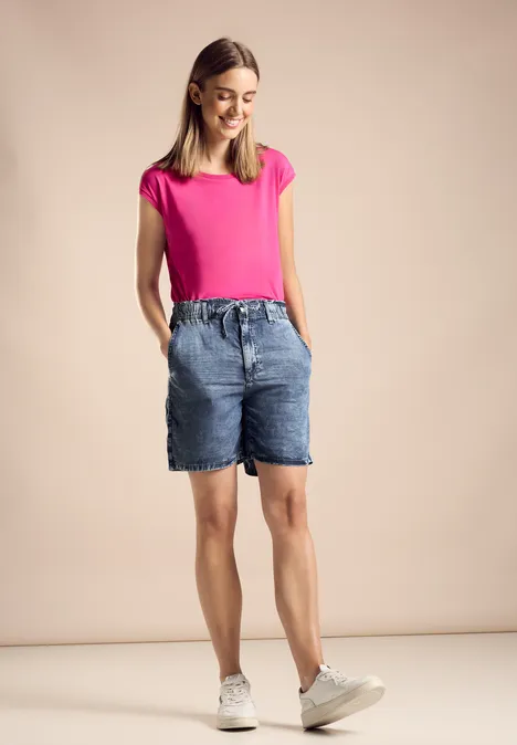 Lyocell Jeans Shorts Dark Blue Random wash