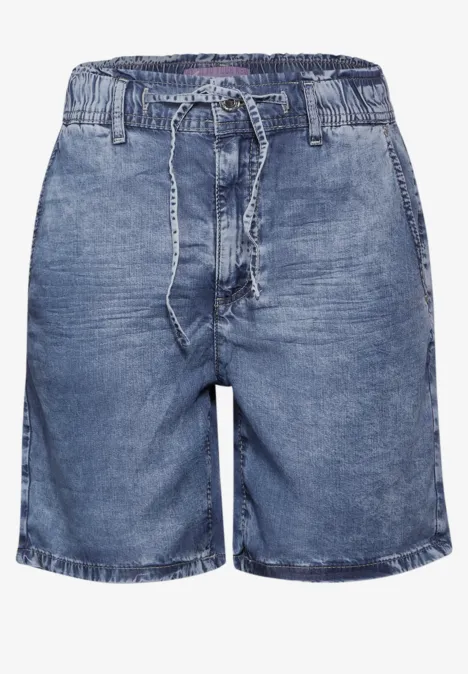 Short en lyocell style jean Dark Blue Random wash