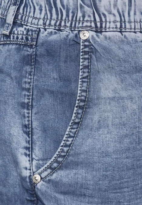 Lyocell Jeans Shorts Dark Blue Random wash