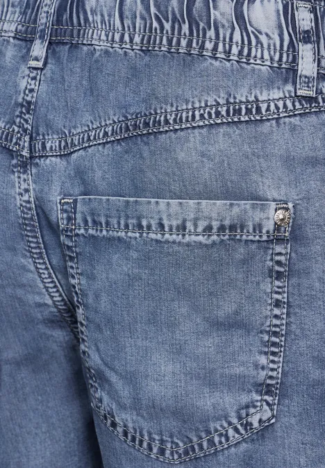 Lyocell Jeans Shorts Dark Blue Random wash
