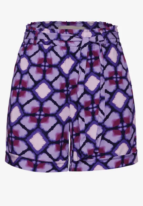 Paperbag Shorts mit Print bellflower lilac