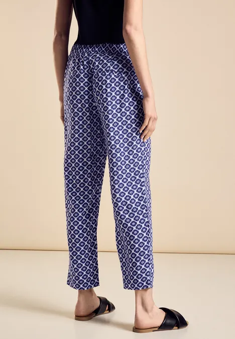 Viskose Hose mit Print deep blue