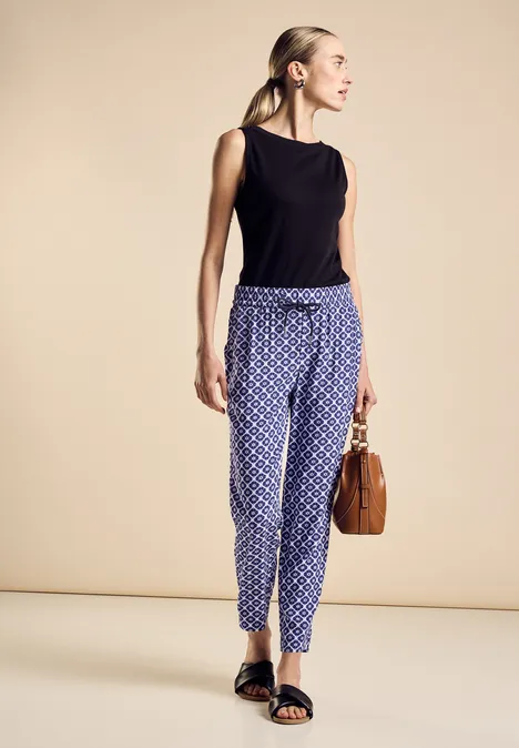 Viskose Hose mit Print deep blue