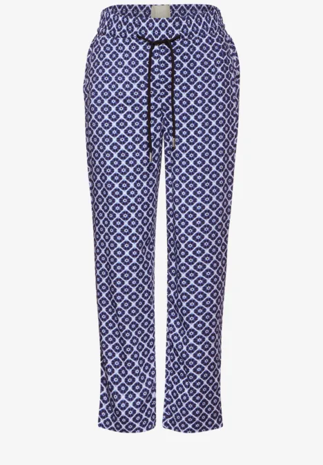 Viskose Hose mit Print deep blue