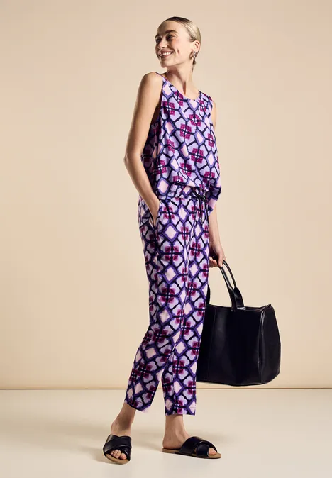 Viskose Hose mit Print bellflower lilac
