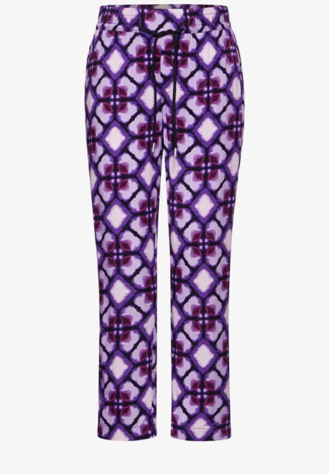 Viskose Hose mit Print bellflower lilac