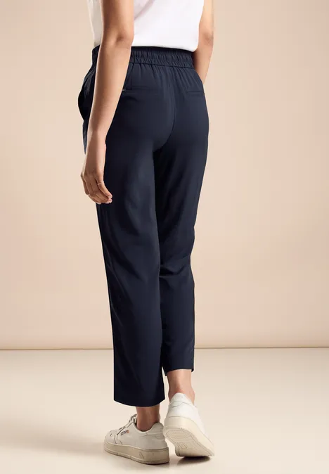 Effen broek van viscose deep blue