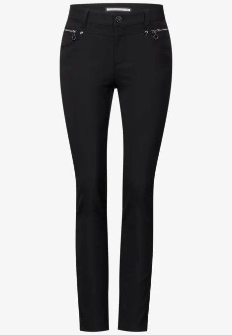 Hose mit Zipper Details Black