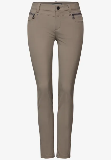 Hose mit Zipper Details ashen maple beige