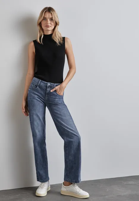 Jeans met wijde pijpen Medium Blue Soft washed