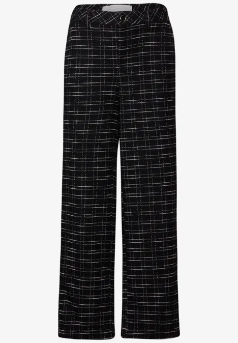 Karierte Bouclé Hose Black
