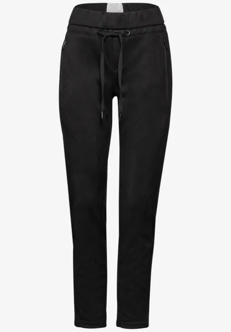 Hose im Velours-Look Black
