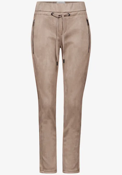 Hose im Velours-Look driftwood beige