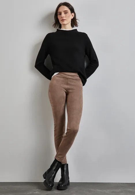Leggings im Velours-Look dark mocha beige