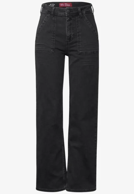 Straight Leg Jeans soft black washed