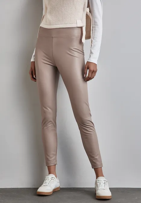 Beschichtete Leggings driftwood beige