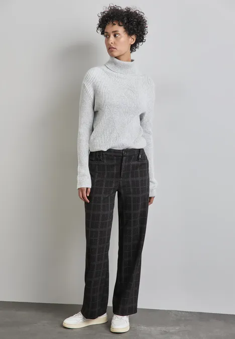 Karierte Straight Leg Hose Black