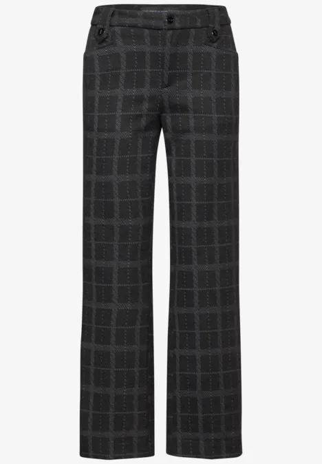 Karierte Straight Leg Hose Black