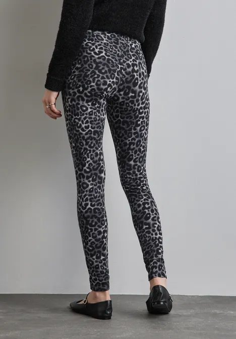 Leggings mit Leo-Print whale tail grey