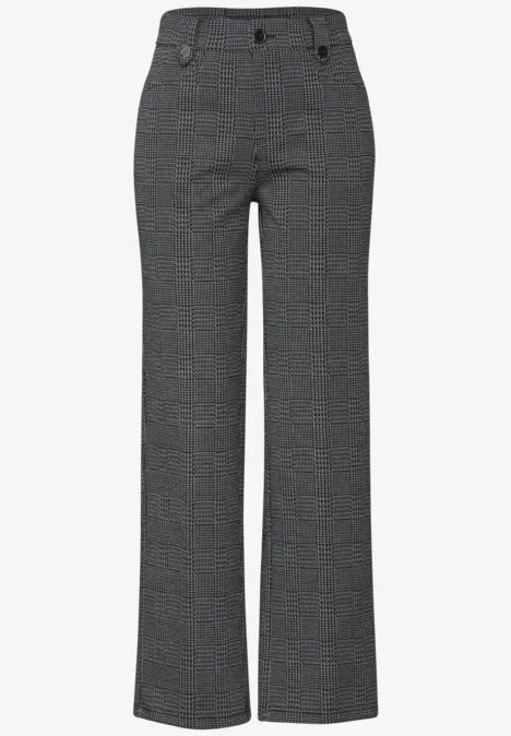 Karierte Straight Leg Hose Black