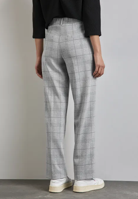 Karierte Straight Leg Hose heather grey mel.