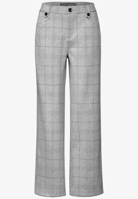 Karierte Straight Leg Hose heather grey mel.
