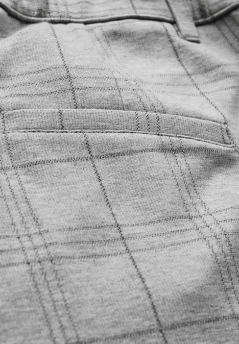 Karierte Straight Leg Hose heather grey mel.