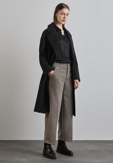 Karierte Wide Leg Hose ashen maple beige
