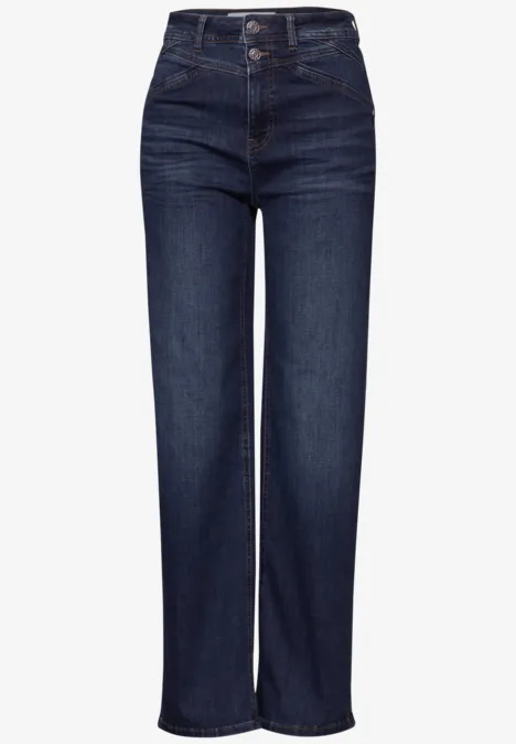 Wide Leg Jeans Dark Blue Soft wash