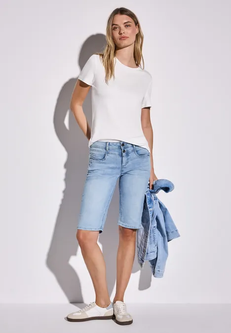 Bermuda Jeans Light Blue Random Washed
