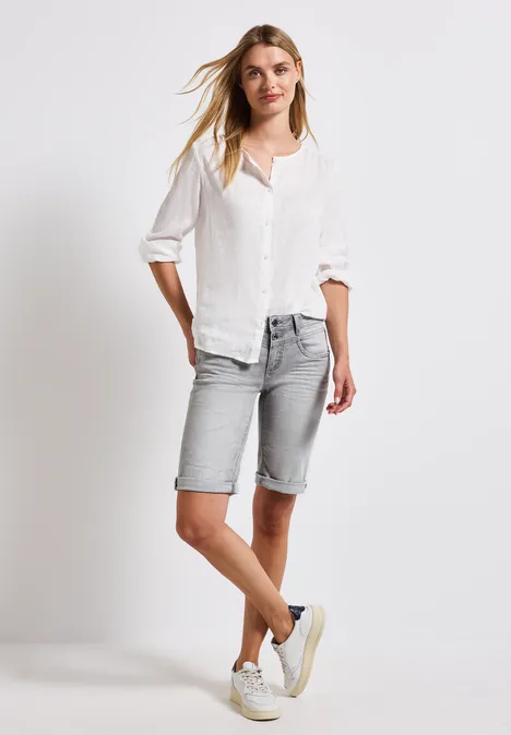 Bermuda Jeans Light Grey Random Washed