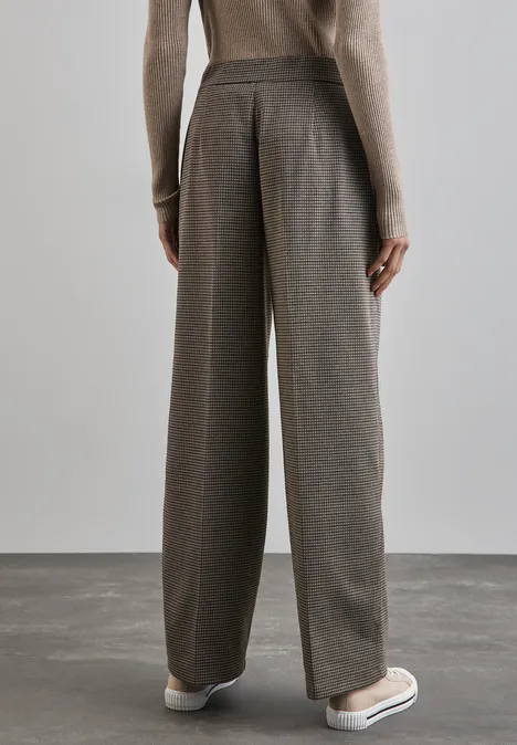 Karierte Wide Leg Hose ashen maple beige