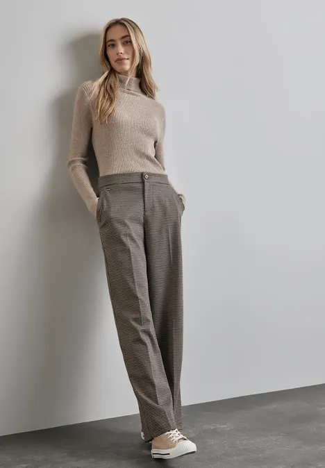 Karierte Wide Leg Hose ashen maple beige