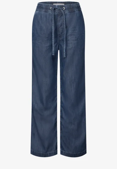 Wide Leg Jeans Dark Blue Clean