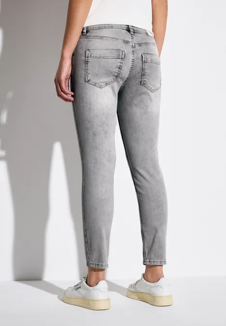 Jeans 7/8 en Slim Fit Light Grey Random Washed