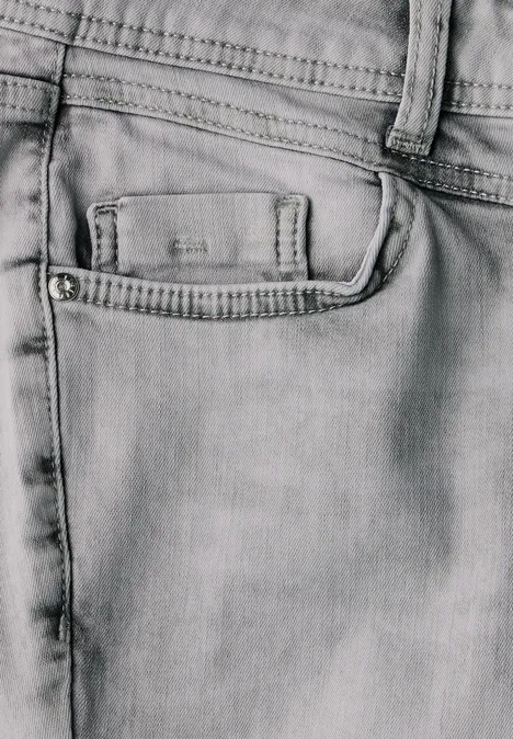 Jeans 7/8 en Slim Fit Light Grey Random Washed