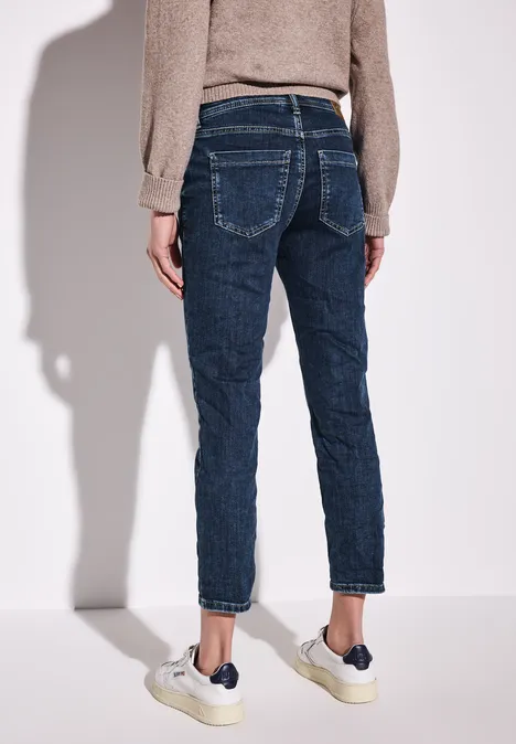 Jeans 7/8 en coupe casual Dark Blue washed