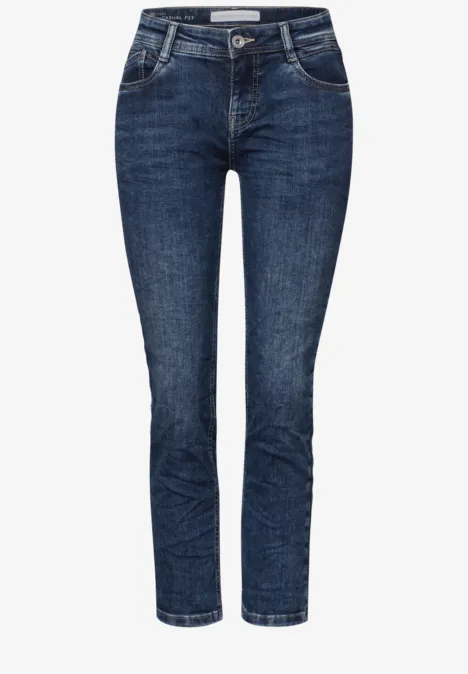Jeans 7/8 en coupe casual Dark Blue washed