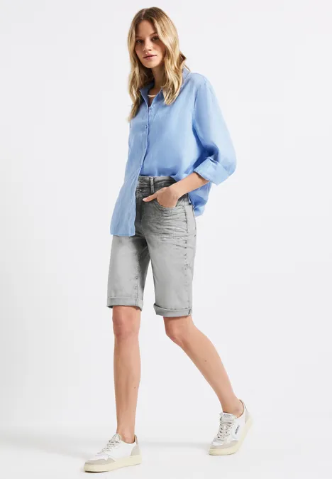 Bermuda Jeans Light Grey Random Washed
