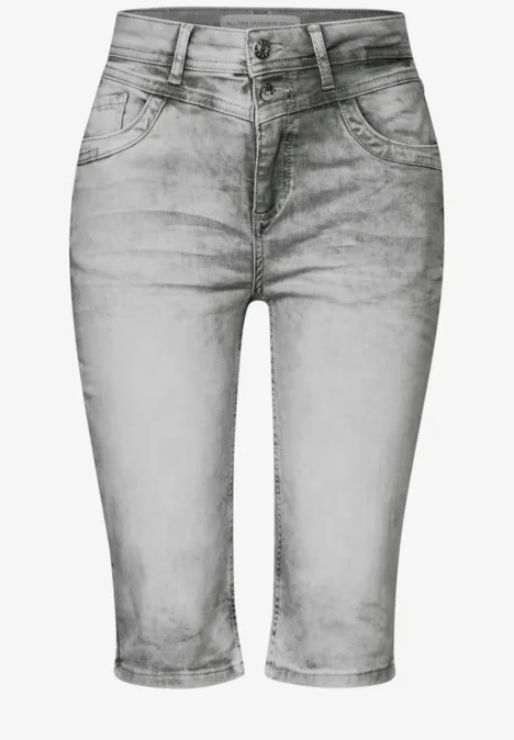 Bermuda Jeans Light Grey Random Washed