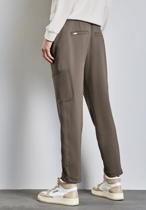 Pantalon cargo en sergé de jersey muddy brown