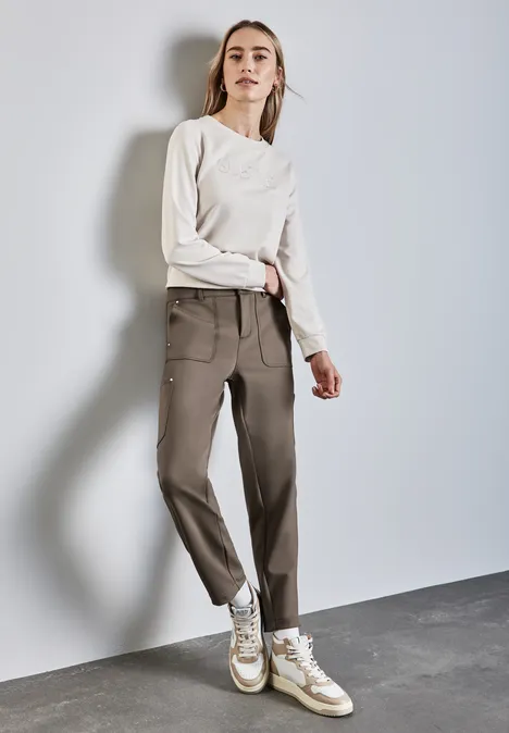 Pantalon cargo en sergé de jersey muddy brown