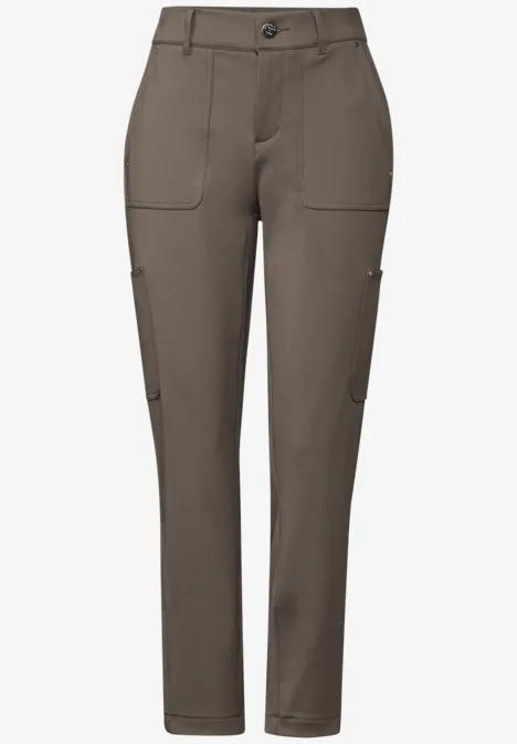 Pantalon cargo en sergé de jersey muddy brown