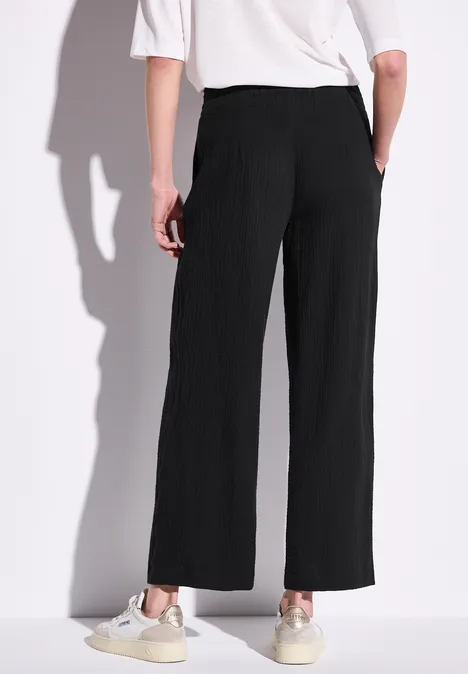 Wide Leg pantalon en mousseline de soie Black