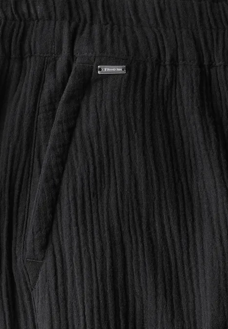 Wide Leg pantalon en mousseline de soie Black