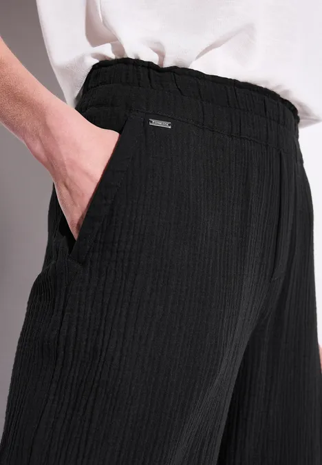 Wide Leg pantalon en mousseline de soie Black