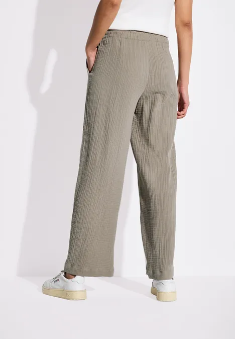 Wide Leg pantalon en mousseline de soie cool ivory