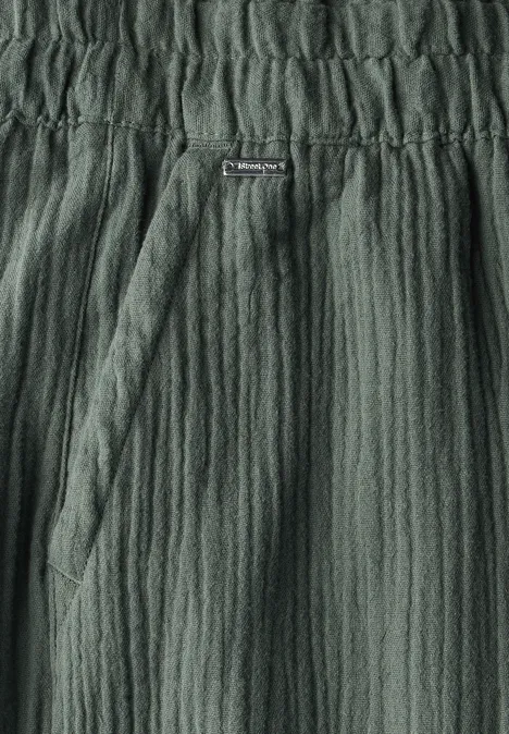 Wide Leg pantalon en mousseline de soie muse green