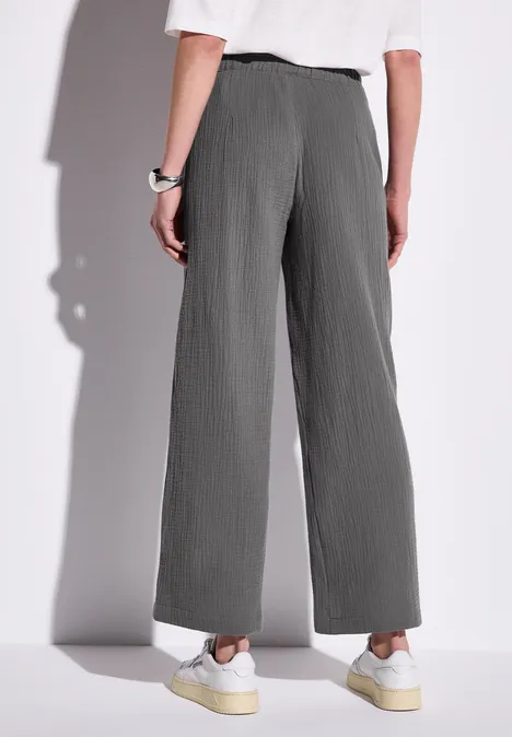 Wide Leg pantalon en mousseline de soie overcast grey